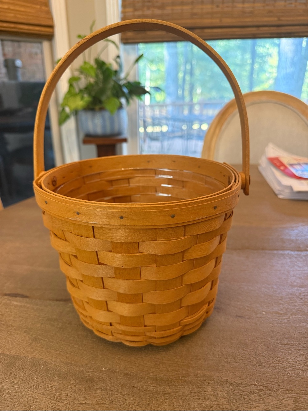 Vintage 1998 Longaberger Round Basket with Protector Signed